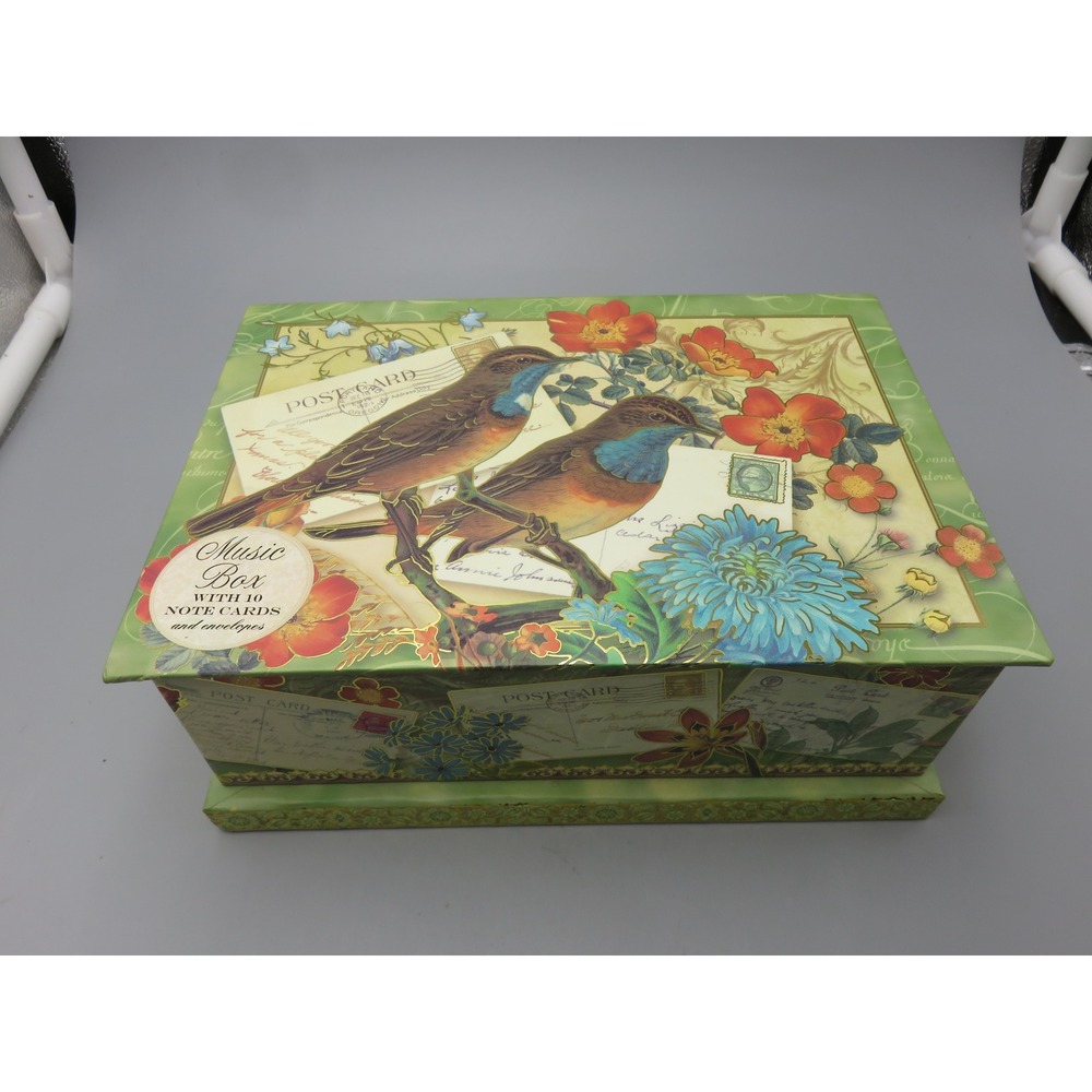 Punch Studio The Gifted Line Bird Floral Music Box Stationery 10 Note Cards Set